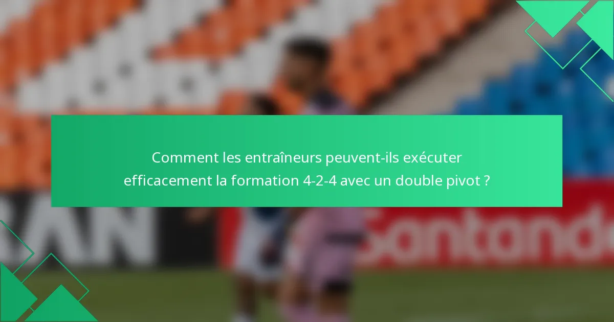 Comment les entraîneurs peuvent-ils exécuter efficacement la formation 4-2-4 avec un double pivot ?